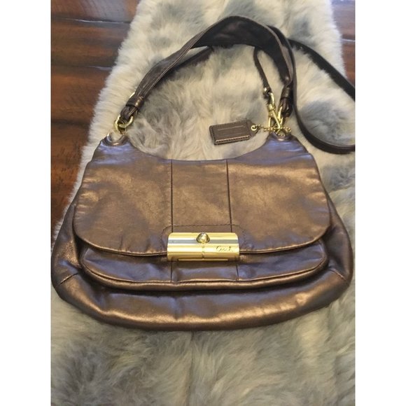 COACH Hobo Bag Kristen Metallic Shoulder Hip Length - Picture 1 of 8